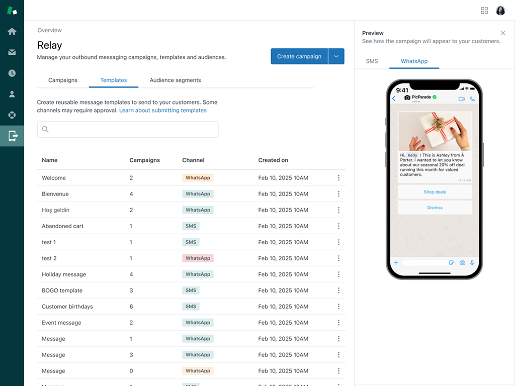 Relay dashboard view — Messaging app on the Zendesk Marketplace